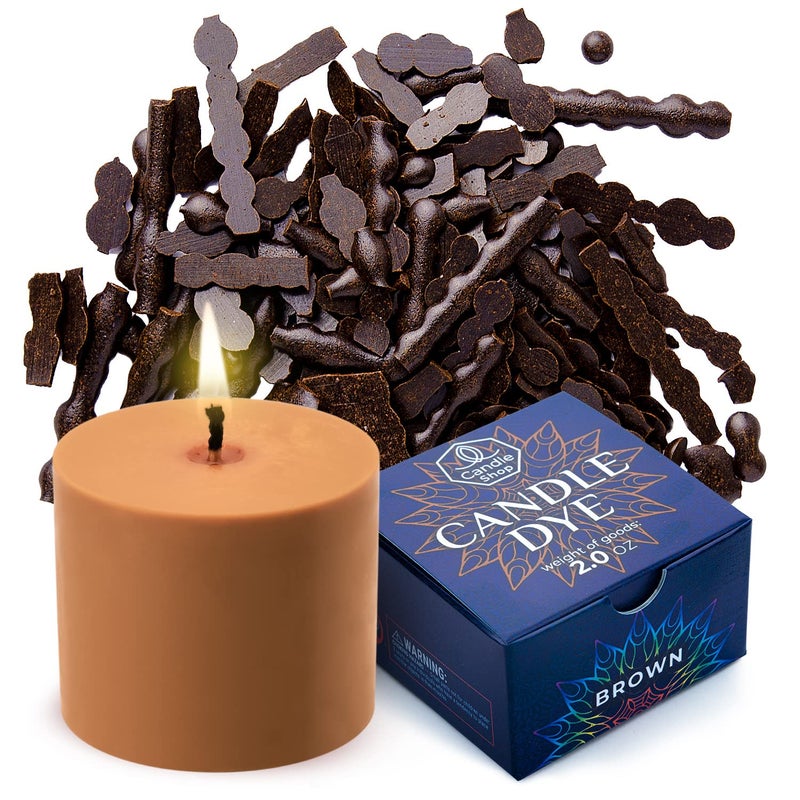 Candle Shop صبغة شمعة بنية 2 أونصة لصنع الشموع الصويا - صبغات شمع الشموع عالية التركيز - رقائق صبغة ملونة مميزة لمتجر الشموع للصويا، شمع النحل، البارافين - Image 1